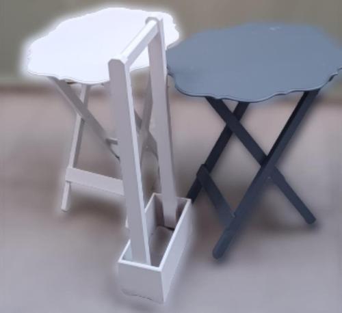 Çanta Zigon 90082 Sehpa Yonca Model 2 li Tk Ahşap MDF Beyaz Gri Renk Uyum El yapı