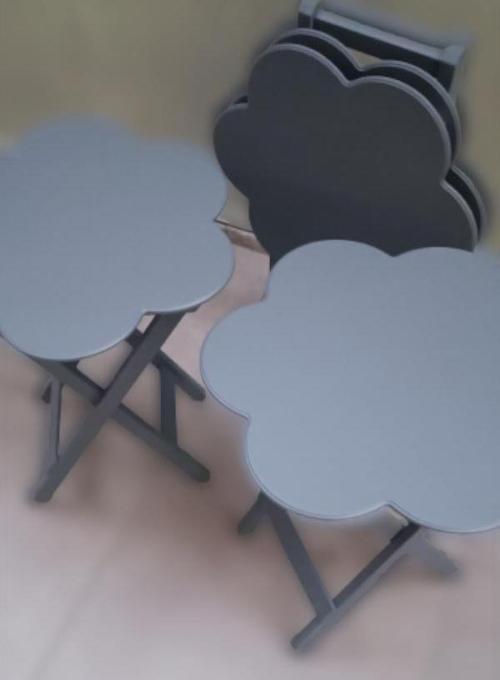 Çanta Zigon 90110 Papatya Dörtlü  Model Ahşap MDF Parlak Gri Renk El Yapım