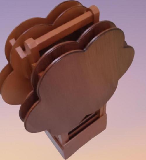 Çanta Zigon 90111 Papatya Dörtlü Model Ahşap MDF nature Ceviz Renk El Yapım