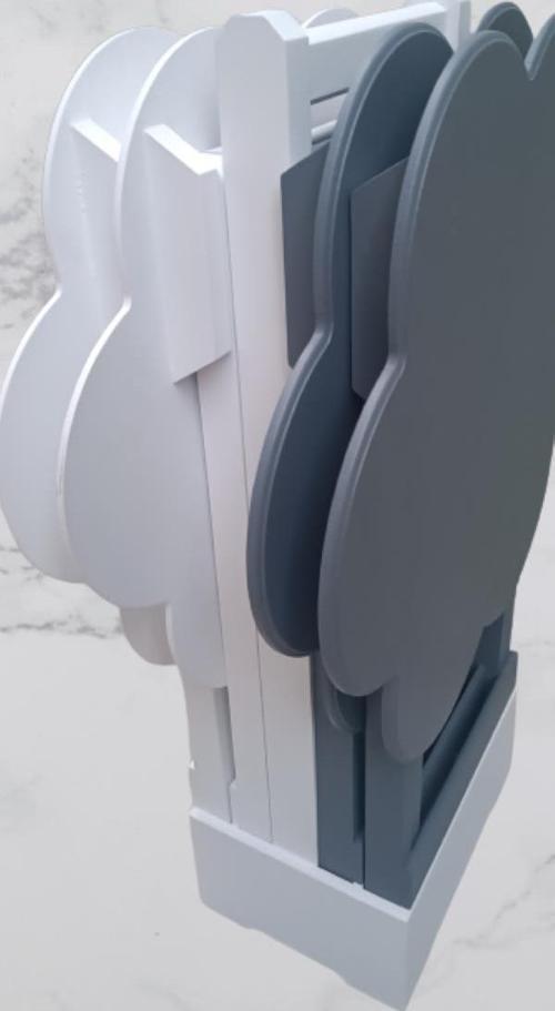 Çanta Zigon 90112 Papatya sehpa Model Ahşap Mdf Beyaz ve Gri Renk Uyum El Yapım 