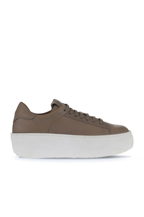 Gri Deri Kadın Sneakers