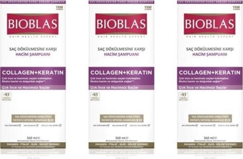 Collagen + Keratin Çok İnce ve Hacimsiz Saçlar İçin Hacim Şampuanı 3 x 360 ML