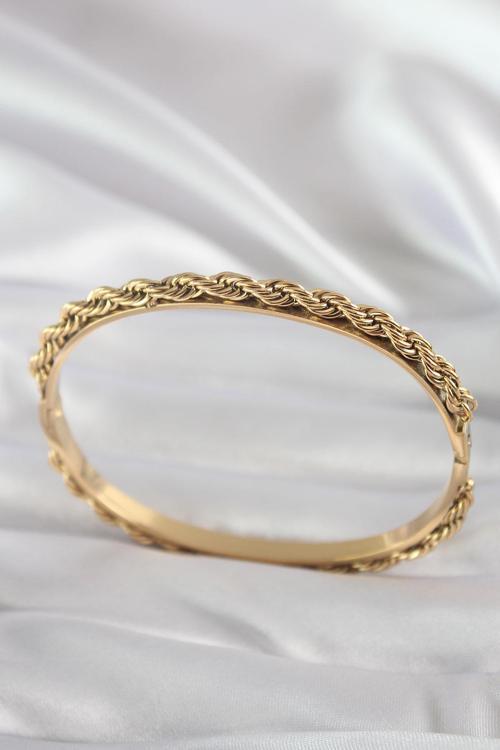 316L Çelik Gold Renk Burgu Zincir Model Kadın Kelepçe