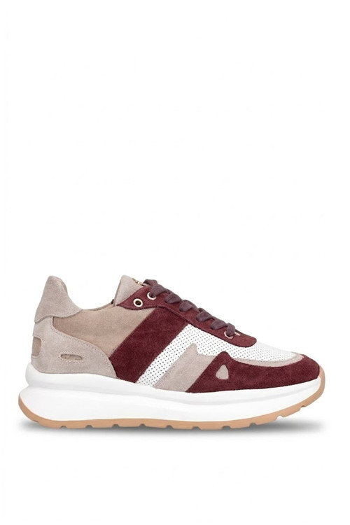 1248 Kadın Hakiki Deri Klasik Sneaker Bordo