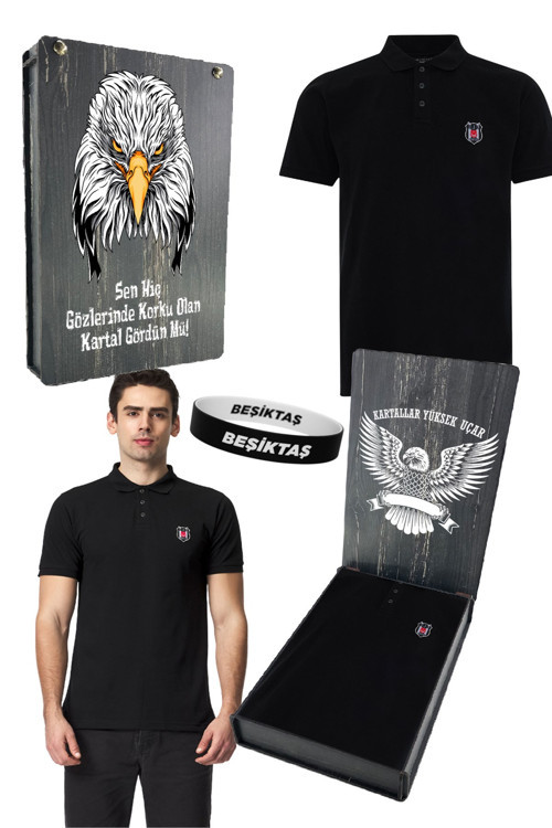 ORİJİNAL LİSANSLI SİYAH POLO T-SHİRT UV KUTU ve BİLEKLİK HEDİYELİ