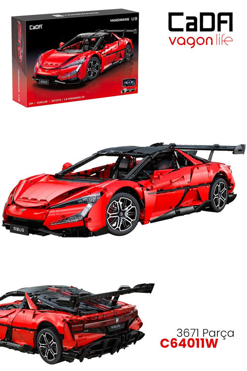 CADA 1:8 YangWang U9 Supercar 3671 Parça Araba Yapım Seti Mobil uygulama destekli kontrol C64011W