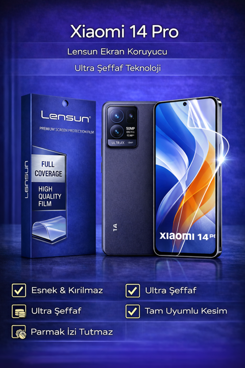 Xiaomi 14 Pro Uyumlu LENSUN Ultra Şeffaf Ekran Koruyucu Film