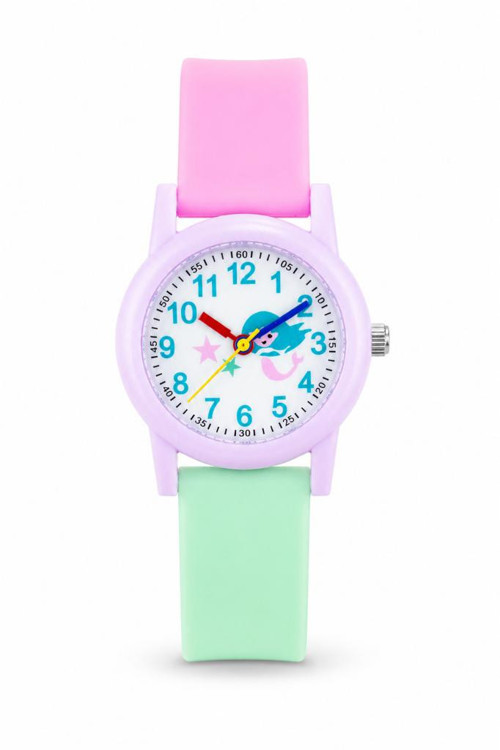 Denizkızı Desenli Lila Kız Çocuk Kol Saati Analog Saat ST-304412