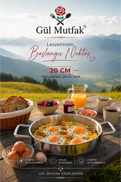 Sahan 20 cm Tava Yumurtalık Sahan Paslanmaz Çelik