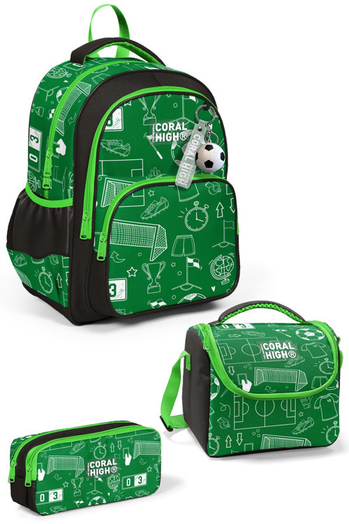 Kids Yeşil Futbol Desenli 3'lü Okul Çanta Seti SET0133247
