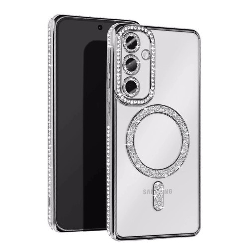 Samsung Galaxy A35 5g Joke Simli Magneticsafe Kılıf - Gümüş