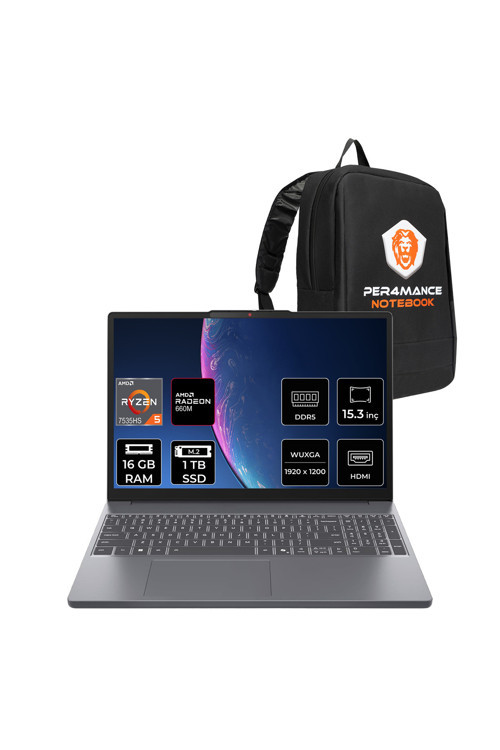 IdeaPad Slim 3 Ryzen 5 7535HS 16GB 1TB SSD 15.3" WUXGA FDOS Dizüstü Bilgisayar & PER4 Çanta