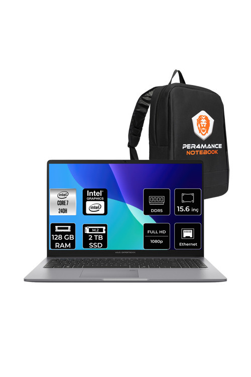 ExpertBook P1 Intel Core 7 240H 128GB 2TB SSD 15.6" FHD FDOS Dizüstü Bilgisayar & PER4 Çanta