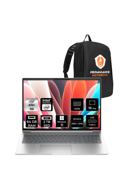 ProBook 4 G1i Ultra 7 255U 64GB 2TB SSD Intel Graphics 16" WUXGA W11P Notebook & PER4 Çanta