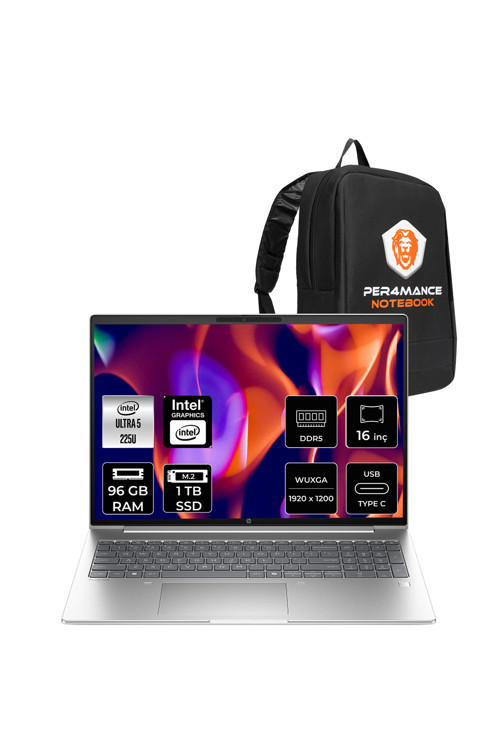 ProBook 4 G1i Ultra 5 225U 96GB 1TB SSD Intel Graphics 16" WUXGA FDOS Notebook & PER4 Çanta