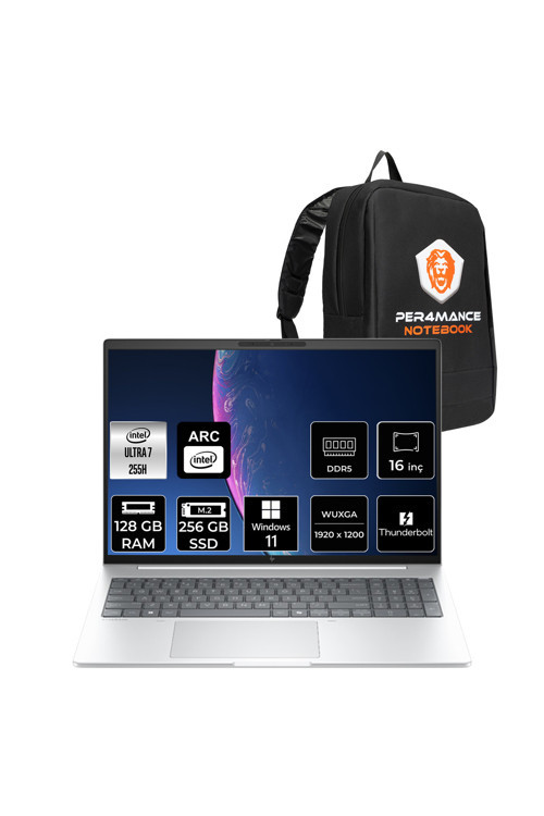 EliteBook 8 G1i Ultra 7 255H 128GB 256GB SSD Arc 140T 16" WUXGA W11P Notebook & PER4 Çanta