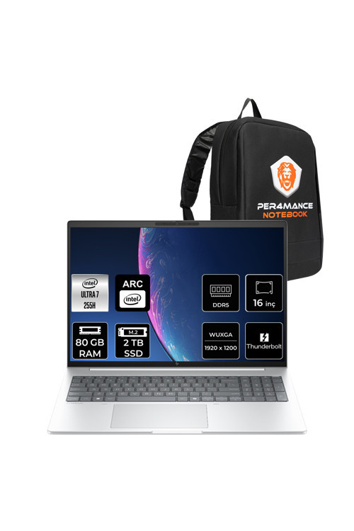 EliteBook 8 G1i Ultra 7 255H 80GB 2TB SSD Arc 140T 16" WUXGA FDOS Notebook & PER4 Çanta