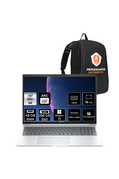 EliteBook 8 G1i Ultra 7 255H 48GB 256GB SSD Arc 140T 16" WUXGA W11H Notebook & PER4 Çanta