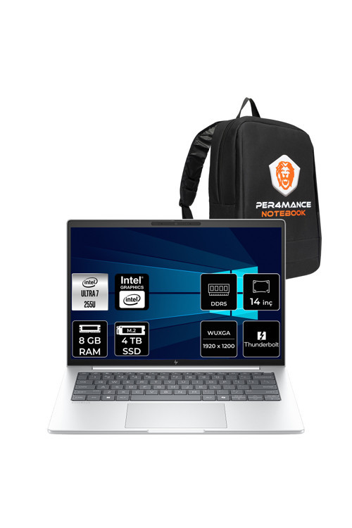 EliteBook 8 G1i Ultra 7 255U 8GB 4TB SSD Intel Graphics 14" WUXGA FDOS Notebook & PER4 Çanta