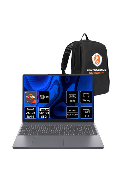 IdeaPad Slim 3 AMD Ryzen 7 170 24GB 512GB SSD 14" FHD+ FDOS Dizüstü Bilgisayar