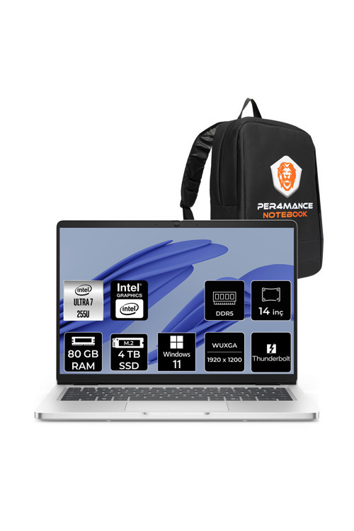 Pro 14 Ultra 7 255U 80GB 4TB SSD Intel Graphics 14" WUXGA W11H Notebook & PER4 Çanta
