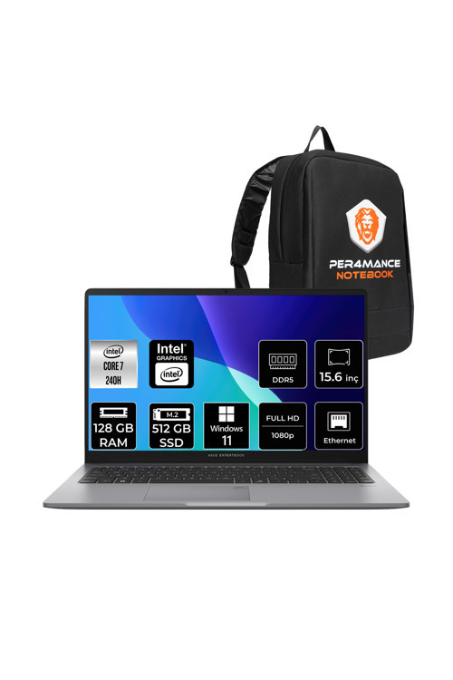 ExpertBook P1 Intel Core 7 240H 128GB 512GB SSD 15.6" FHD W11P Dizüstü Bilgisayar & PER4 Çanta