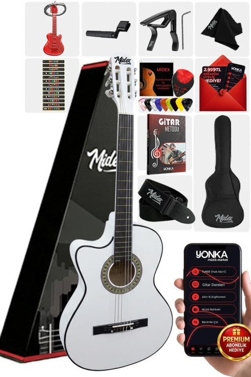 CG-396WH SOLAK Klasik Gitar Beyaz Renk Full Set Sap Ayarlı 4/4 yetişkin Boy