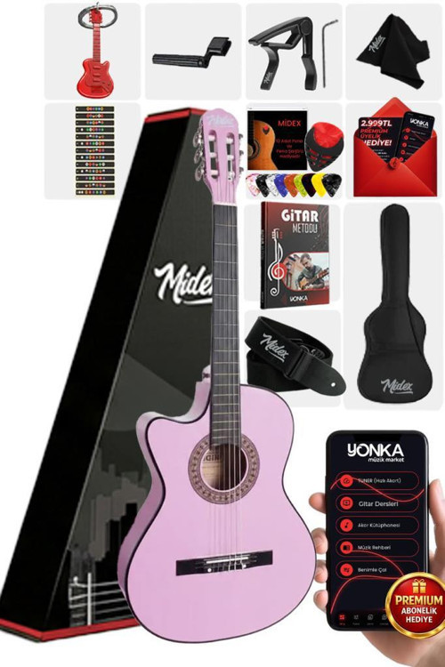 CG-396PU SOLAK Klasik Gitar Lila Renk Full Set Sap Ayarlı 4/4 yetişkin Boy