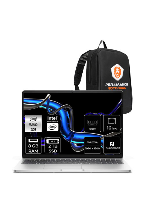 Pro 16 Ultra 5 235U 8GB 2TB SSD Intel Graphics 16" WUXGA FDOS Notebook & PER4 Çanta