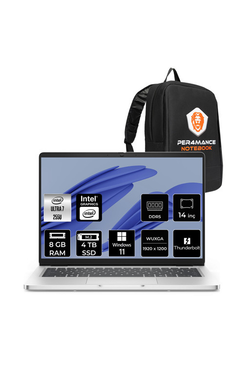 Pro 14 Ultra 7 255U 8GB 4TB SSD Intel Graphics 14" WUXGA W11P Notebook & PER4 Çanta