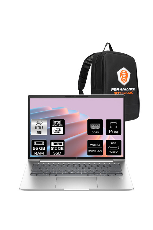 ProBook 4 G1i Ultra 7 255U 96GB 512GB SSD Intel Graphics 14" WUXGA FDOS Notebook & PER4 Çanta