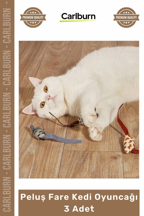 #Petshop Isırmaya Dayanıklı Kaliteli Kumaş İnteraktif Darbe Dirençli Peluş Fare Kedi Oyuncağı 3 Adet