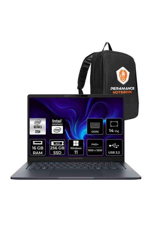 ExpertBook B5 Ultra 5 225H 16GB 256GB SSD 14" FHD+ W11P Dizüstü Bilgisayar & PER4 Çanta