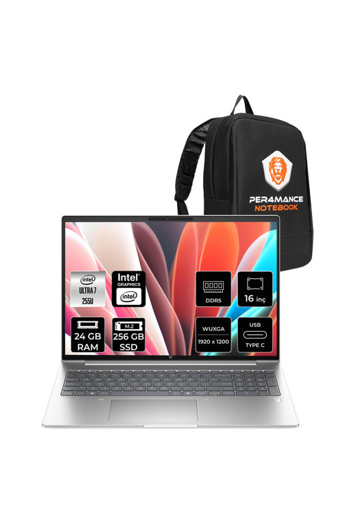 ProBook 4 G1i Ultra 7 255U 24GB 256GB SSD Intel Graphics 16" WUXGA FDOS Notebook & PER4 Çanta