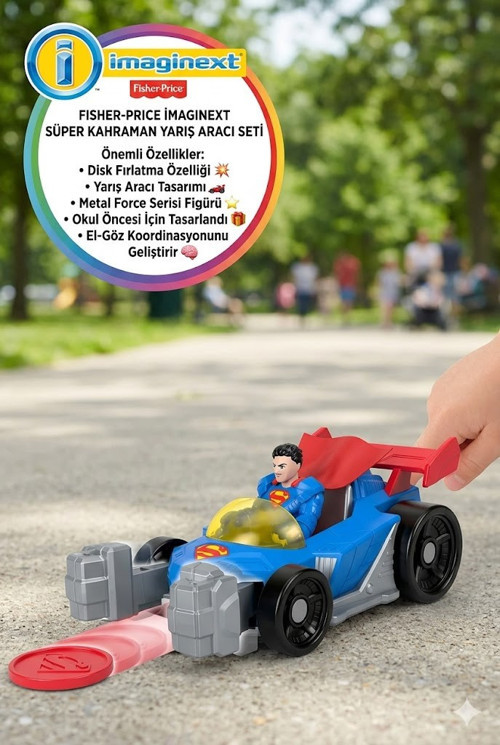 Imaginext DC Super Friends Superman Supermobile Araç Seti 22x9,5x16,5 cm
