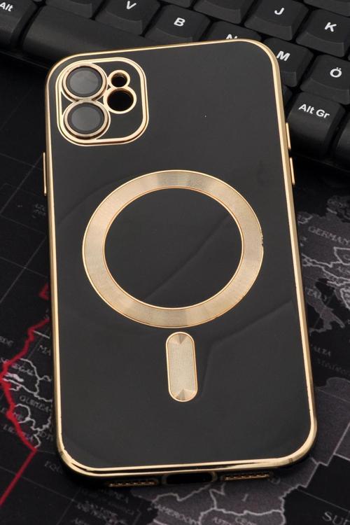 iPhone 11 Uyumlu MagSafe Özellikli Siyah Renkli Lens Korumalı Kılıf 