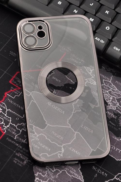 iPhone 11 Uyumlu Siyah Renkli Kenarlı Lazerli Şeffaf Kılıf Lens Korumalı