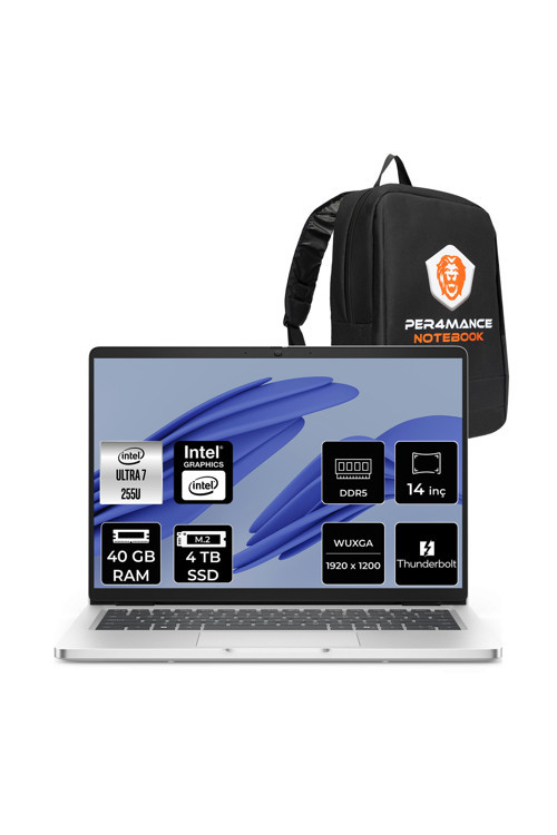 Pro 14 Ultra 7 255U 40GB 4TB SSD Intel Graphics 14" WUXGA FDOS Notebook & PER4 Çanta