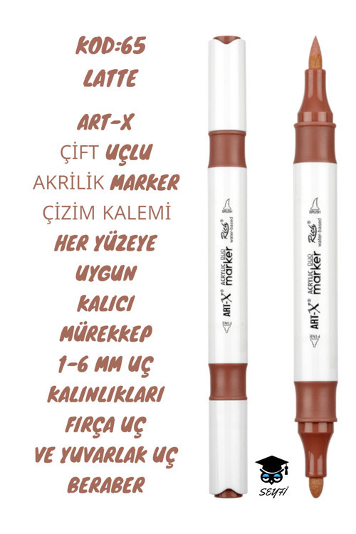 ART-X ÇİFT UÇLU AKRİLİK MARKER ÇİZİM KALEMİ HER YÜZEYE UYGUN KALICI MÜREKKEP 1-6 MM UÇ KALINLIKLARI