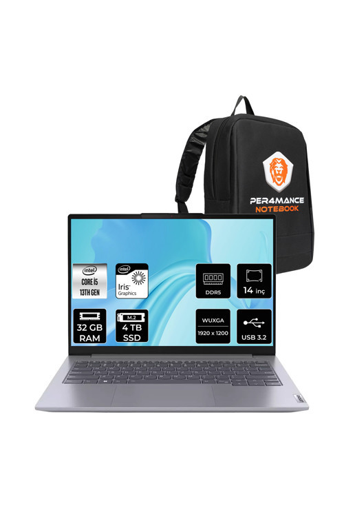 ThinkBook 14 i5 1335U 32GB 4TB SSD 14'' FHD+ FDOS Taşınabilir Bilgisayar & Per4 ÇANTA