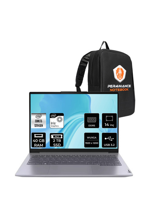 ThinkBook 14 i5 1335U 40GB 2TB SSD 14'' FHD+ FDOS Taşınabilir Bilgisayar & Per4 ÇANTA