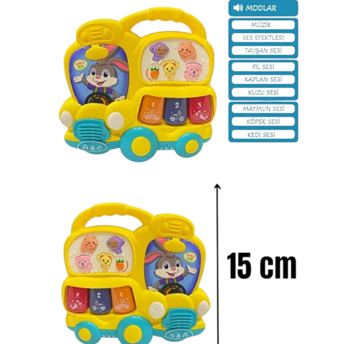 BEBEK PİYANOSU OTOBÜS IŞIKLI MÜZİKLİ KUTULU 12M+