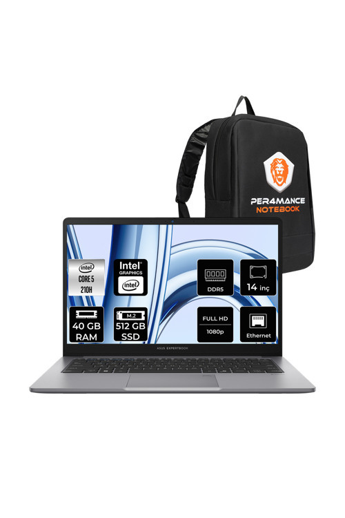 ExpertBook P1 Intel Core 5 210H 40GB 512GB SSD 14" FHD FDOS Dizüstü Bilgisayar & PER4 Çanta