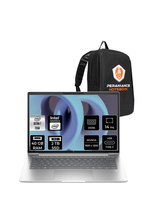 EliteBook 6 G1i Ultra 7 255U 40GB 2TB SSD Intel Graphics 14" WUXGA FDOS Notebook & PER4 Çanta
