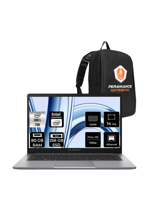 ExpertBook P1 Intel Core 5 210H 80GB 256GB SSD 14" FHD FDOS Dizüstü Bilgisayar & PER4 Çanta