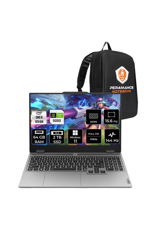 LOQ 15IRX10 i5 13450HX 64GB 2TB SSD RTX5050/8GB 100W 15.6" FHD 144Hz W11H Gaming Laptop
