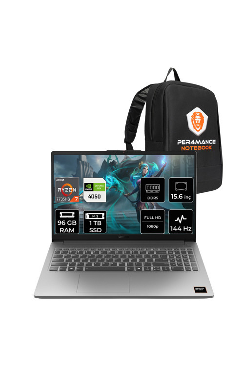 LOQ 15ARP10E R7 7735HS 96GB 1TB SSD RTX4050/6GB 65W 15.6" FHD 144Hz FDOS Gaming Laptop