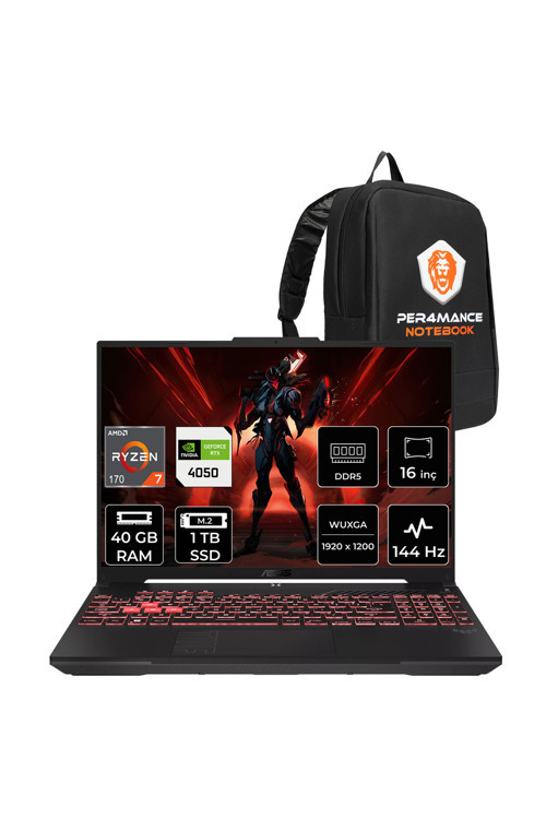 TUF A16 Ryzen 7 170 40GB 1TB SSD RTX4050/6GB 16" WUXGA 144Hz FDOS Gaming Laptop FA607NUQ