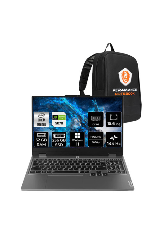 LOQ 15IRX10 i7 13650HX 32GB 256GB SSD RTX5070/8GB 115W 15.6" FHD 144Hz W11H Gaming Laptop