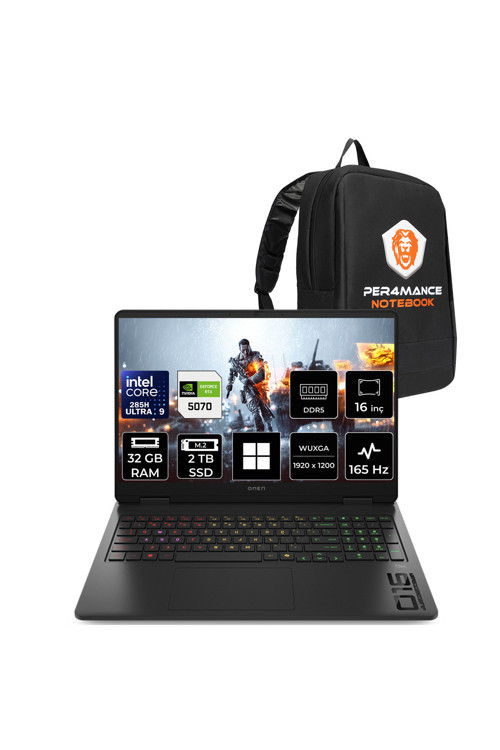 Omen Slim 16 Ultra 9 285H 32GB 2TB SSD RTX5070/8GB 16" WUXGA 165Hz 3 ms IPS W11H Gaming Laptop